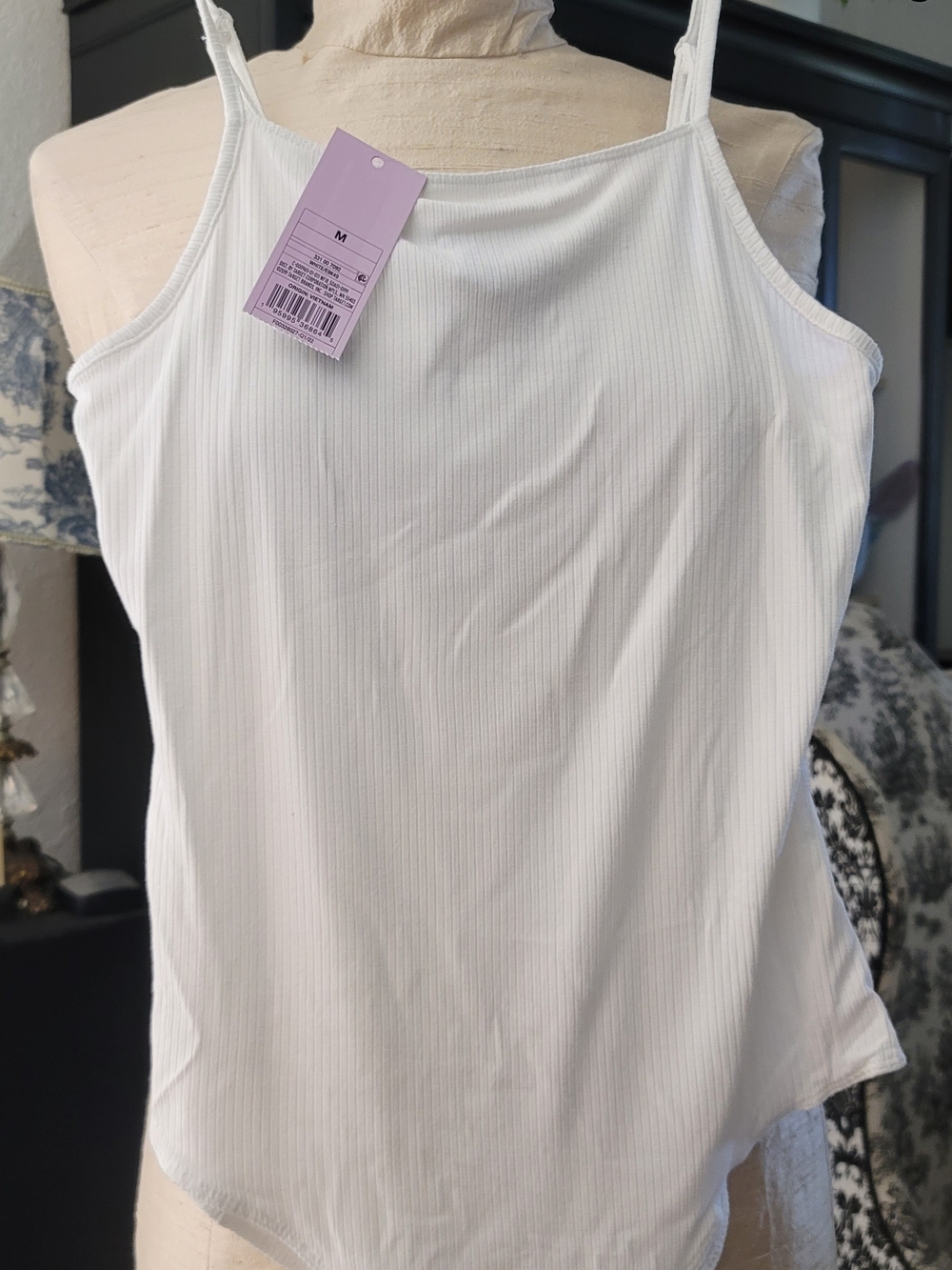wild fable White Ribbed Tank Top with Adjustable Straps